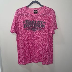 Pink Animal Print Sheer Harley Davidson T Shirt
